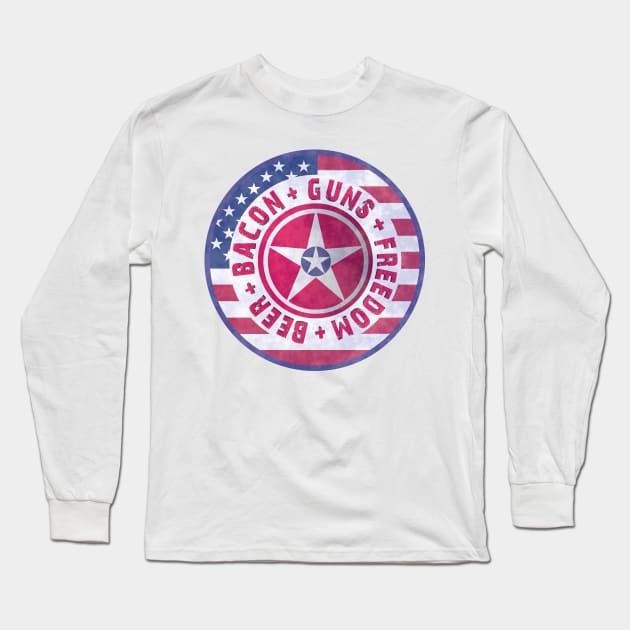 Beer Bacon Guns Freedom Long Sleeve T-Shirt by ahgee